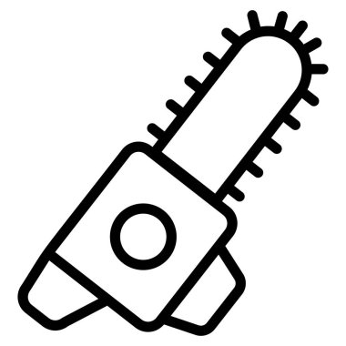 Testere, zincir testere çizgisi simgesi, karartma çizgisi vektör tasarımı