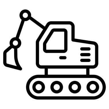Kazı makinesi çizgi simgesi, satır vektör tasarımı karartması