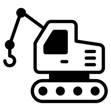 Yükleyici vinç simgesi, vektör kabartma tasarımı