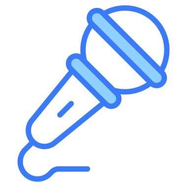 Mikrofon mavi dış hat simgesi, Mutlu Noeller ve web ve mobil tasarım için Mutlu Yıllar simgeleri.