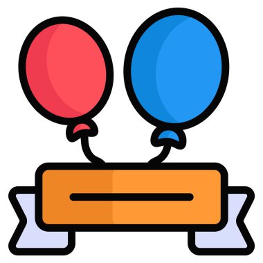 Balon renkli çizgi simgesi, Mutlu Noeller ve web ve mobil tasarım için Mutlu Yıllar simgeleri