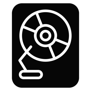 Vinil oynatıcı glyph simgesi, Mutlu Noeller ve web ve mobil tasarım için Mutlu Yıllar simgeleri.