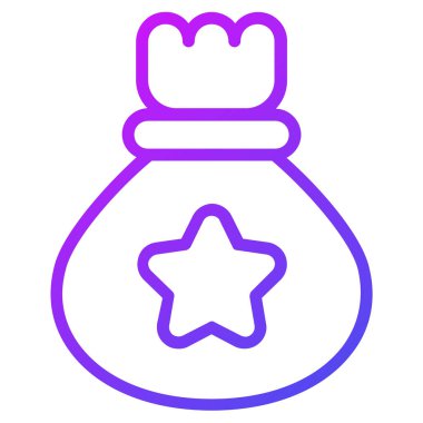 Para Çantası ana hatları simgesi, Mutlu Noeller ve web ve mobil tasarım için Mutlu Yıllar simgeleri.