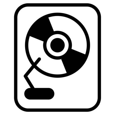 Vinil oynatıcı siyah ana hatlar simgesi, Mutlu Noeller ve web ve mobil tasarım için Mutlu Yıllar simgeleri.