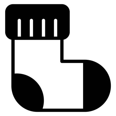 çorap siyahı ana hatlar simgesi, Mutlu Noeller ve web ve mobil tasarım için yeni yıl simgeleri.