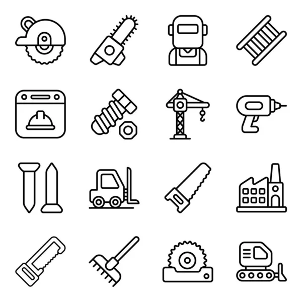 Día Internacional Del Trabajo Conjunto Iconos Herramientas Industria Diseño Vector — Vector de stock