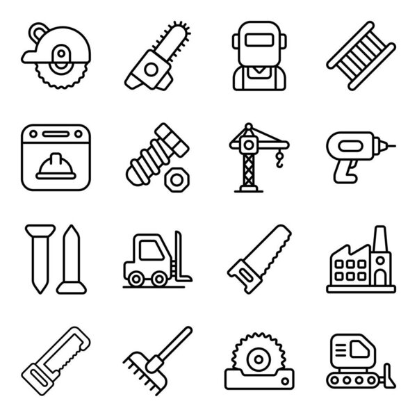 International Labor day and Industry tool icon set. Flat vector design.