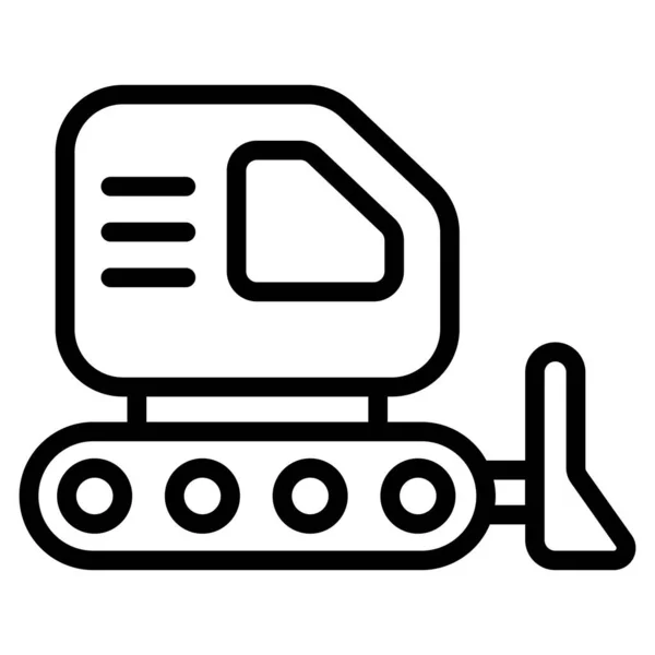 Bulldozer Icono Línea Negro Diseño Vectores Línea — Vector de stock