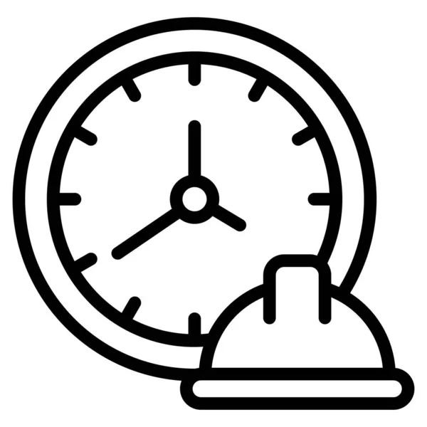 Relógio Ícone Linha Tempo Design Vetorial Linha Preta — Vetor de Stock