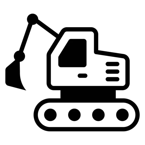 Excavator Glyph Icon Vector Glyph Design — Stock Vector