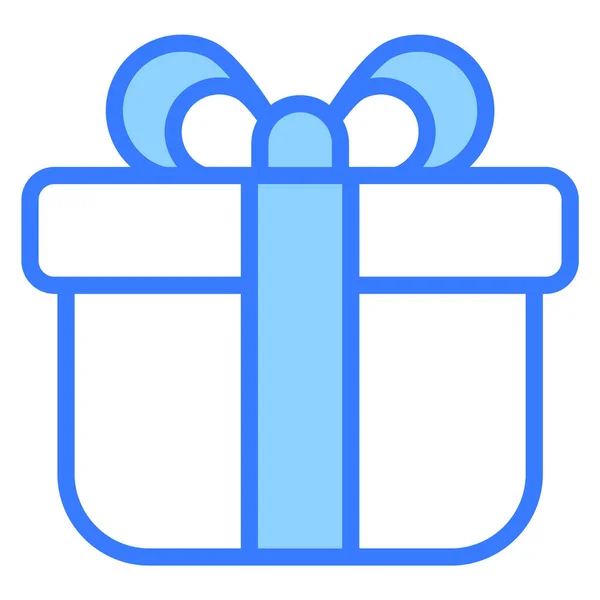 Ajándék Kék Vázlat Ikon Boldog Karácsonyt Boldog Évet Ikonok Web — Stock Vector
