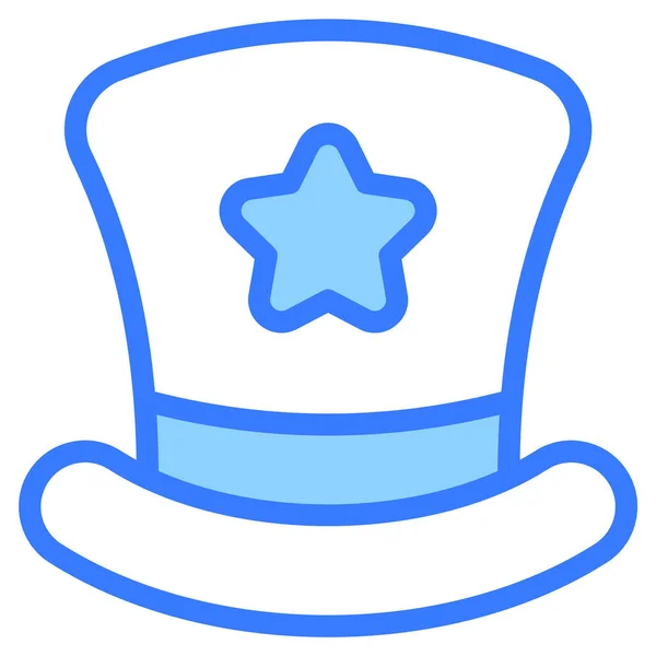 Chapeau Bleu Icône Contour Joyeux Noël Bonne Année Icônes Pour — Image vectorielle