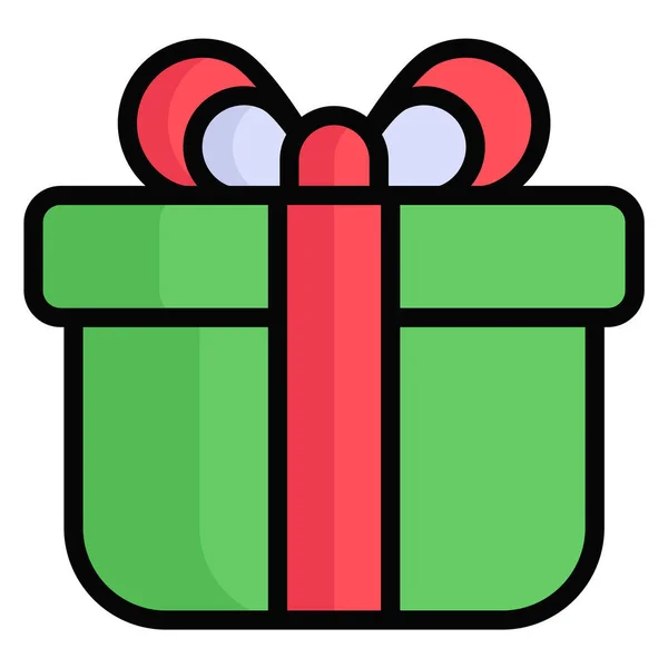 Gift Colored Line Icon Merry Christmas Happy New Year Icons — Stock Vector