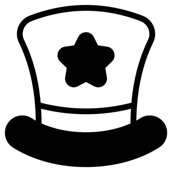 Sombrero Negro Llenado Icono Del Contorno Feliz Navidad Feliz Año — Vector de stock