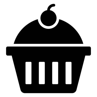 Fincan kek vektör simgesi. Basit Yaratıcı Vektör Satır Simgesi