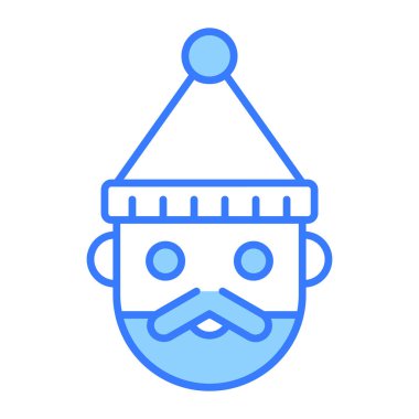 Noel Baba maddesi ikonu, modern tarz Noel ve Yeni Yıl çizgisi ikonu, izole edilmiş kış bayramı sembolleri