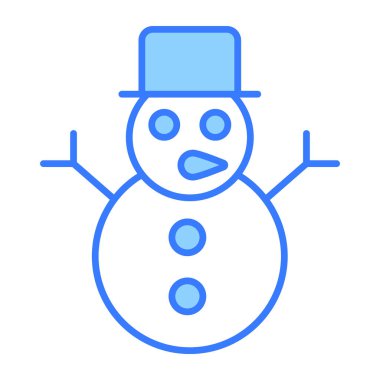 Kardan Adam ikonu, modern tarz Noel ve Yeni Yıl çizgisi ikonu, izole edilmiş kış bayramı sembolleri