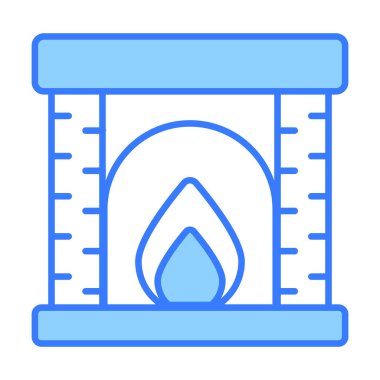 Şömine ikonu, modern tarz Noel ve Yeni Yıl çizgisi ikonu, izole edilmiş kış bayramı sembolleri