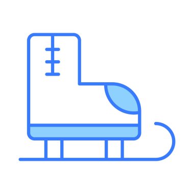 Buz pateni ikonu, modern tarz Noel ve Yeni Yıl çizgisi ikonu, izole edilmiş kış bayramı sembolleri