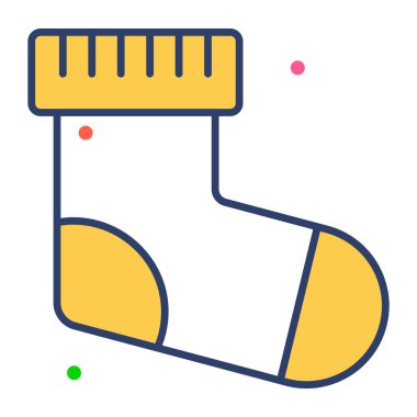 Çorap ikonu, modern tarz Noel ve Yeni Yıl çizgisi ikonu, izole kış bayramı sembolleri