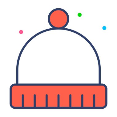 kış şapkası ikonu, modern stil Noel ve yeni yıl çizgisi ikonu, izole kış bayramı sembolleri