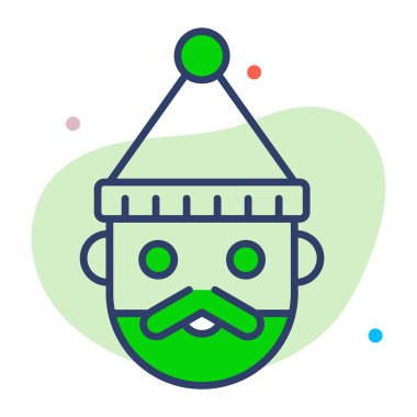 Noel Baba ikonu, modern tarz Noel ve Yeni Yıl çizgisi ikonu, izole edilmiş kış bayramı sembolleri