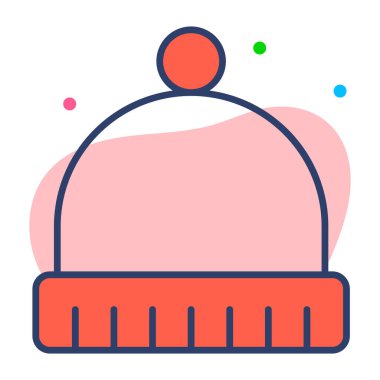 kış şapkası ikonu, modern stil Noel ve yeni yıl çizgisi ikonu, izole kış bayramı sembolleri