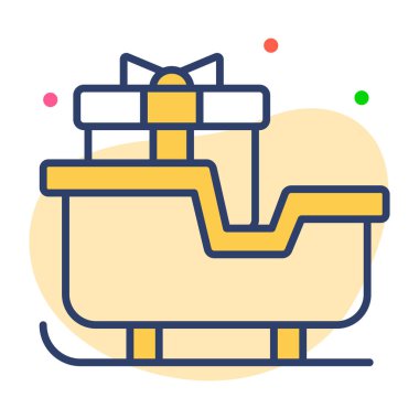 kızak ikonu, modern tarz Noel ve Yeni Yıl çizgisi ikonu, izole edilmiş kış bayramı sembolleri