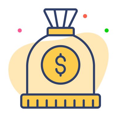 Dolar çanta ikonu, modern tarz Noel ve Yeni Yıl çizgisi ikonu, izole edilmiş kış bayramı sembolleri