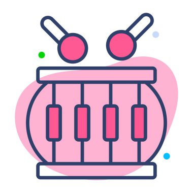 davul ikonu, modern tarz Noel ve Yeni Yıl çizgisi ikonu, izole edilmiş kış bayramı sembolleri