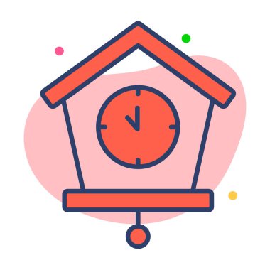 Saat simgesi, modern tarz Noel ve Yeni Yıl çizgisi simgesi, izole edilmiş kış bayramı sembolleri