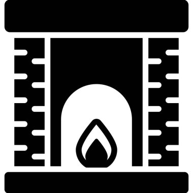 Şömine ikonu, modern tarz Noel ve Yeni Yıl çizgisi ikonu, izole edilmiş kış bayramı sembolleri