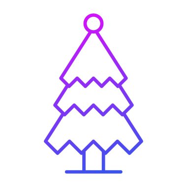 Ağaç simgesi, modern tarz Noel ve Yeni Yıl çizgisi simgesi, izole edilmiş kış bayramı sembolleri