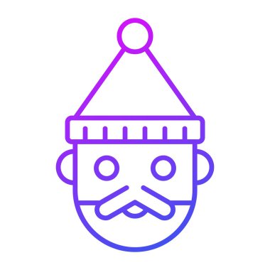 Noel Baba maddesi ikonu, modern tarz Noel ve Yeni Yıl çizgisi ikonu, izole edilmiş kış bayramı sembolleri