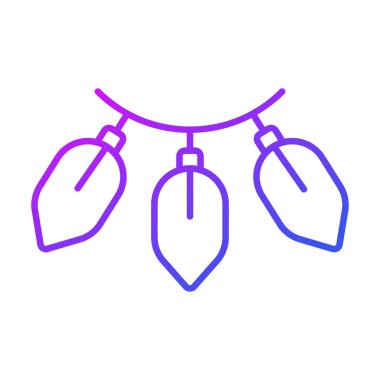 Dekorasyon ışığı ikonu, modern tarz Noel ve Yeni Yıl çizgisi ikonu, izole edilmiş kış bayramı sembolleri