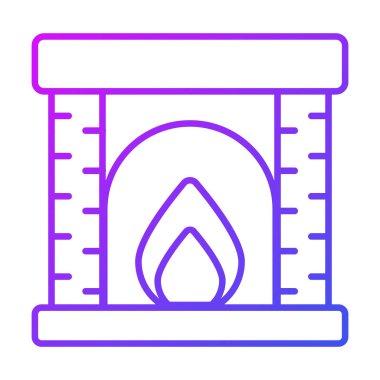 Şömine ikonu, modern tarz Noel ve Yeni Yıl çizgisi ikonu, izole edilmiş kış bayramı sembolleri