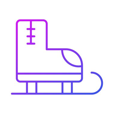 Buz pateni ikonu, modern tarz Noel ve Yeni Yıl çizgisi ikonu, izole edilmiş kış bayramı sembolleri