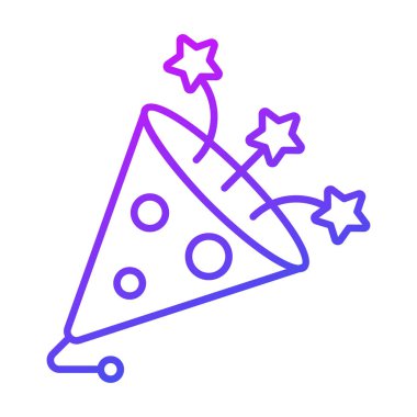 Parti popper ikonu, modern tarz Noel ve Yeni Yıl çizgisi ikonu, izole edilmiş kış bayramı sembolleri