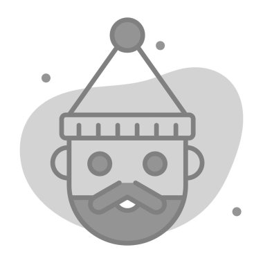 Noel Baba maddesi ikonu, modern tarz Noel ve Yeni Yıl çizgisi ikonu, izole edilmiş kış bayramı sembolleri