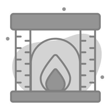 Şömine ikonu, modern tarz Noel ve Yeni Yıl çizgisi ikonu, izole edilmiş kış bayramı sembolleri