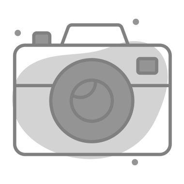 Kamera ikonu, modern tarz Noel ve Yeni Yıl çizgisi ikonu, izole kış bayramı sembolleri