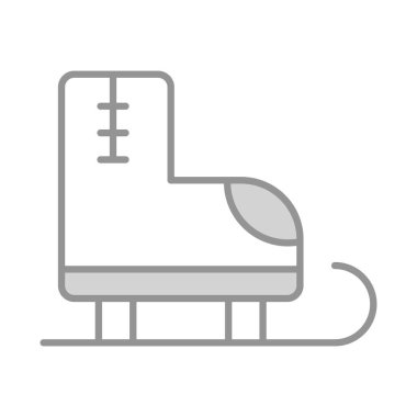 Buz pateni ikonu, modern tarz Noel ve Yeni Yıl çizgisi ikonu, izole edilmiş kış bayramı sembolleri