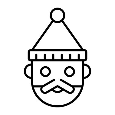 Noel Baba maddesi ikonu, modern tarz Noel ve Yeni Yıl çizgisi ikonu, izole edilmiş kış bayramı sembolleri