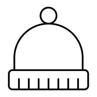 kış şapkası ikonu, modern stil Noel ve yeni yıl çizgisi ikonu, izole kış bayramı sembolleri