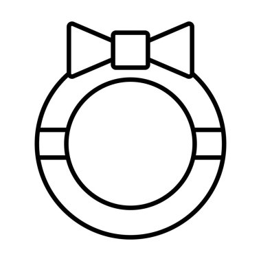 Çelenk ikonu, modern tarz Noel ve Yeni Yıl çizgisi ikonu, izole edilmiş kış bayramı sembolleri