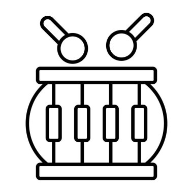 davul ikonu, modern tarz Noel ve Yeni Yıl çizgisi ikonu, izole edilmiş kış bayramı sembolleri