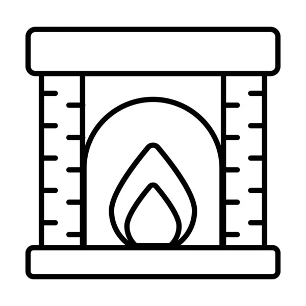 Fireplace Icon Modern Style Christmas New Year Line Icon Isolated — Stock Vector