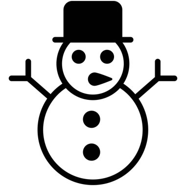 Kardan Adam ikonu, modern tarz Noel ve Yeni Yıl çizgisi ikonu, izole edilmiş kış bayramı sembolleri