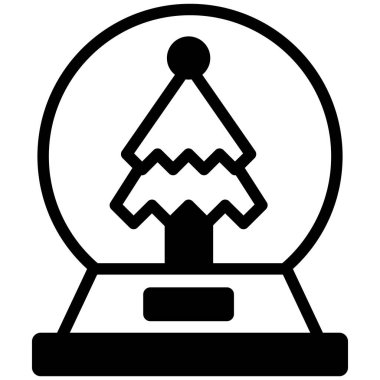 Noel küresi ikonu, modern tarz Noel ve Yeni Yıl çizgisi ikonu, izole edilmiş kış bayramı sembolleri