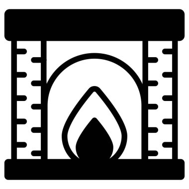 Şömine ikonu, modern tarz Noel ve Yeni Yıl çizgisi ikonu, izole edilmiş kış bayramı sembolleri